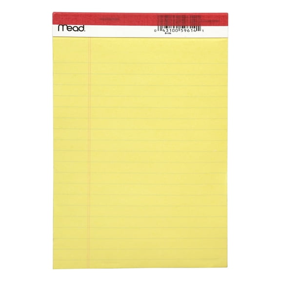 Mead 59614 5 x 8 in. Yellow Legal Pad- 50 Count- Pack of 12