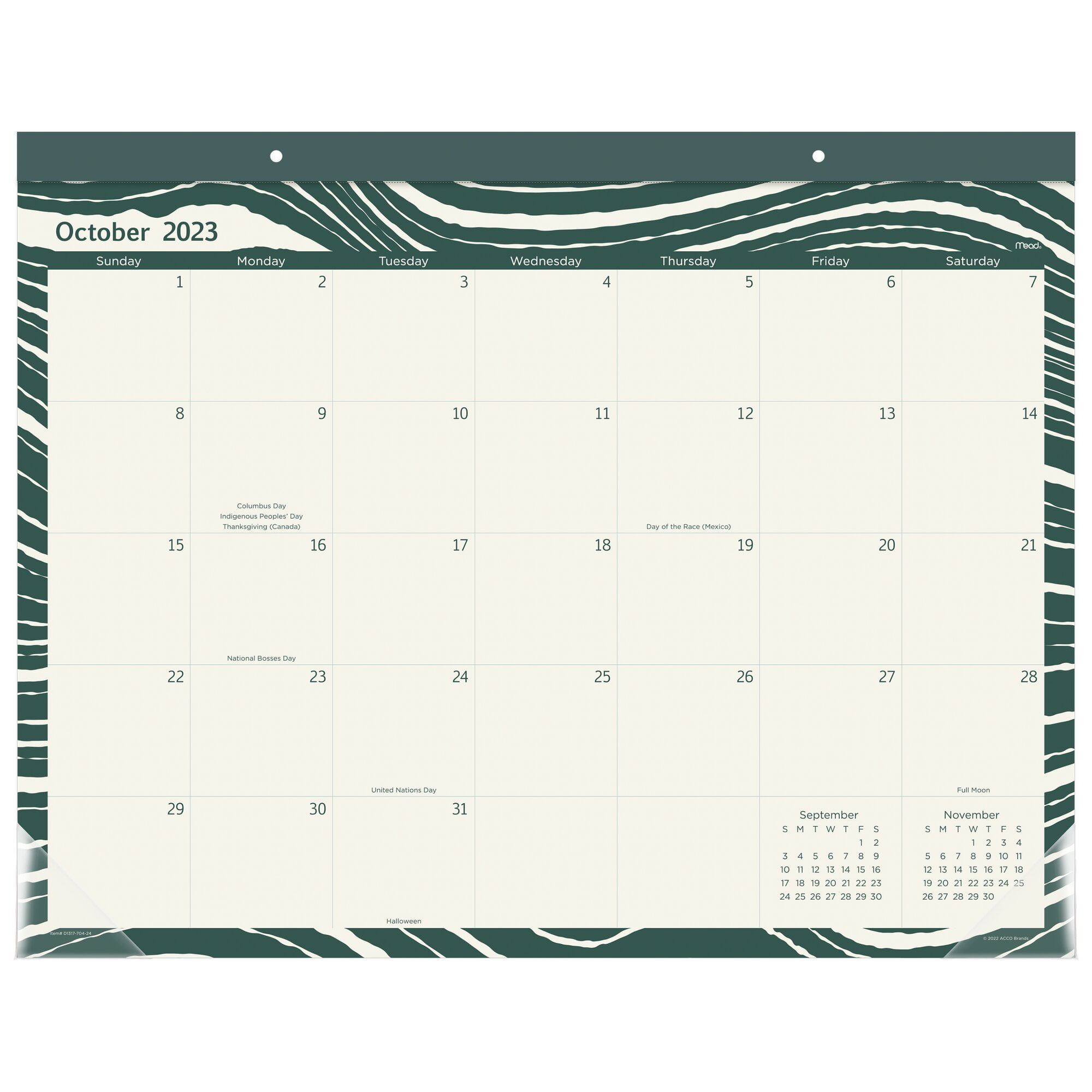 Mead Artisan 2025 15Month Monthly Desk Pad Calendar Wave Standard 21