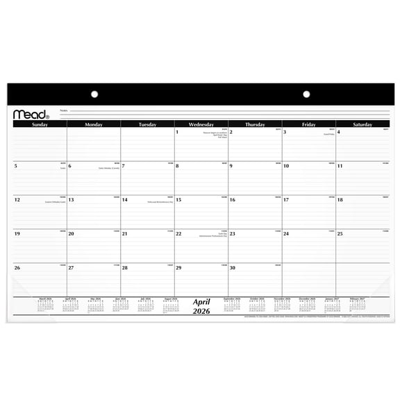 Mead Basic Academic 2026-2027 Monthly Desk Pad Calendar Compact 17 34 x 11 -