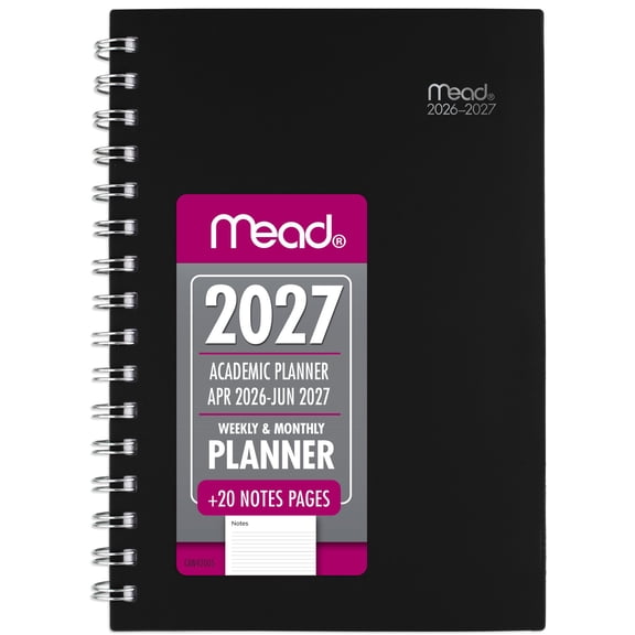 Mead Basic Academic 2026-2027 Weekly Monthly Planner Black Small 5 12 x 8 12 -