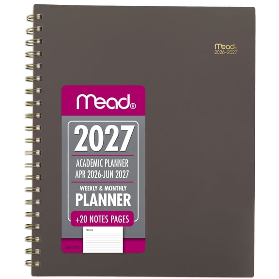 Mead Basic Academic 2026-2027 Weekly Monthly Planner Ground Coffee Large 8 12 x