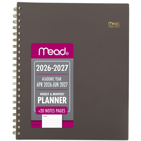 Mead Basic Academic 2026-2027 Weekly Monthly Planner Ground Coffee Large 8 12 x