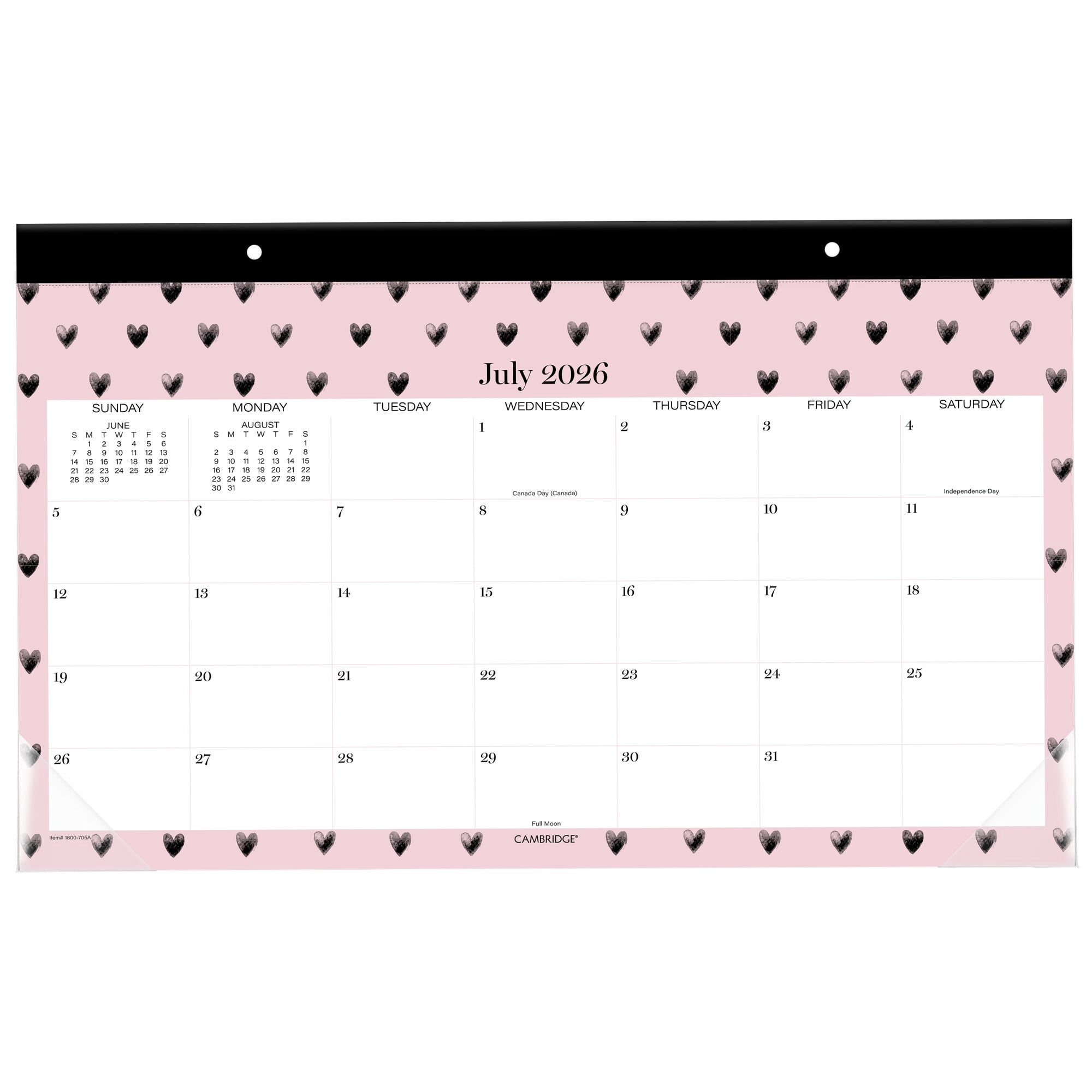 Mead Cambridge Cherish Academic 2026-2027 Monthly Desk Pad Calendar Compact 11 x