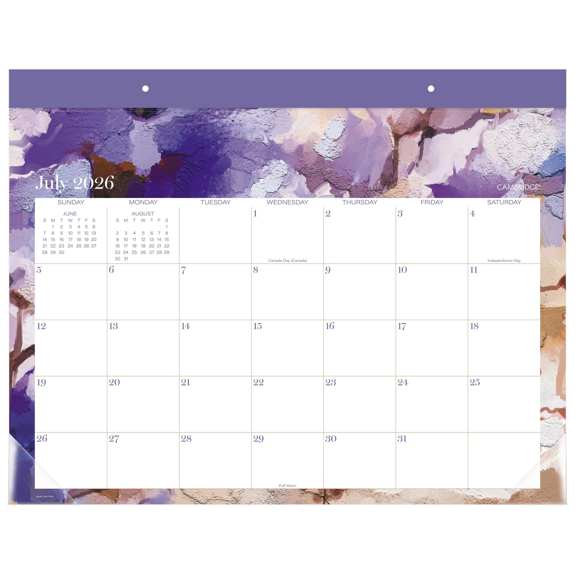 Mead Cambridge Susan Academic 2026-2027 Monthly Desk Pad Calendar Standard 17 x