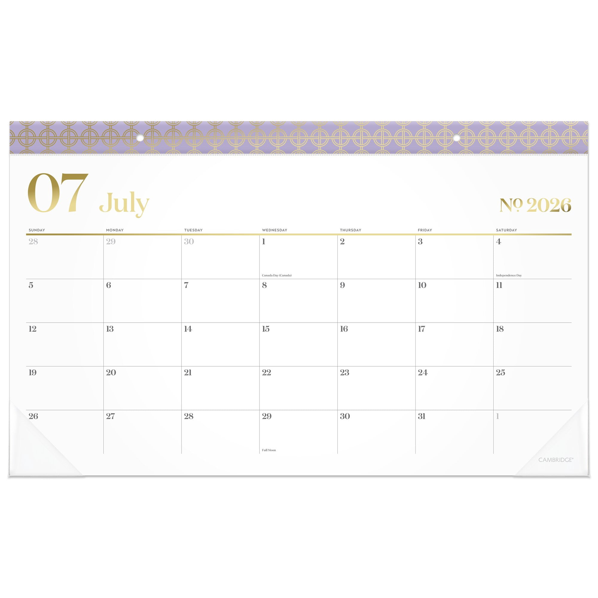 Mead Cambridge WorkStyle Academic 2026-2027 Monthly Desk Pad Calendar Misty