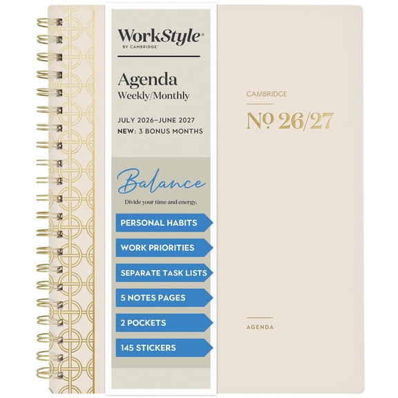 Mead Cambridge WorkStyle Balance Academic 2026-2027 Weekly Monthly Planner