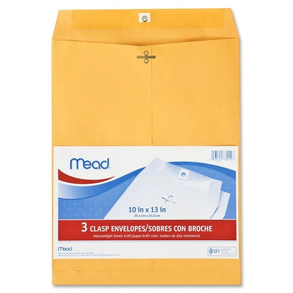 Mead Clasp Envelopes 10"X13" 3/PkgHeavy Kraft