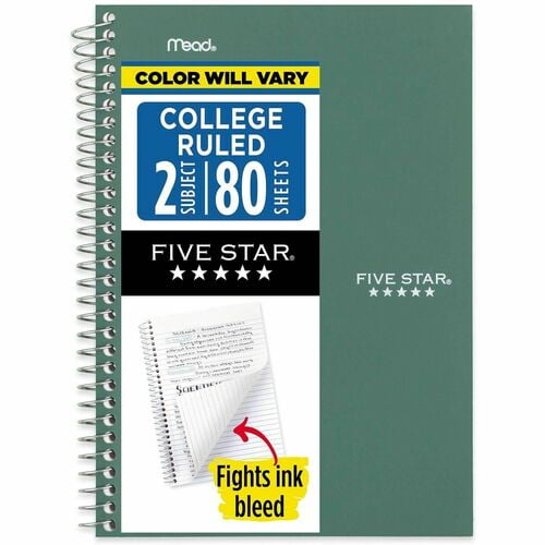 Mead College Ruled Notebook, Wire Bound, Ruled Margin, 6" x 9 1/2" Sheet Size, Assorted Plastic, Poly Cover (840029) | 2-Pack (2 Total)