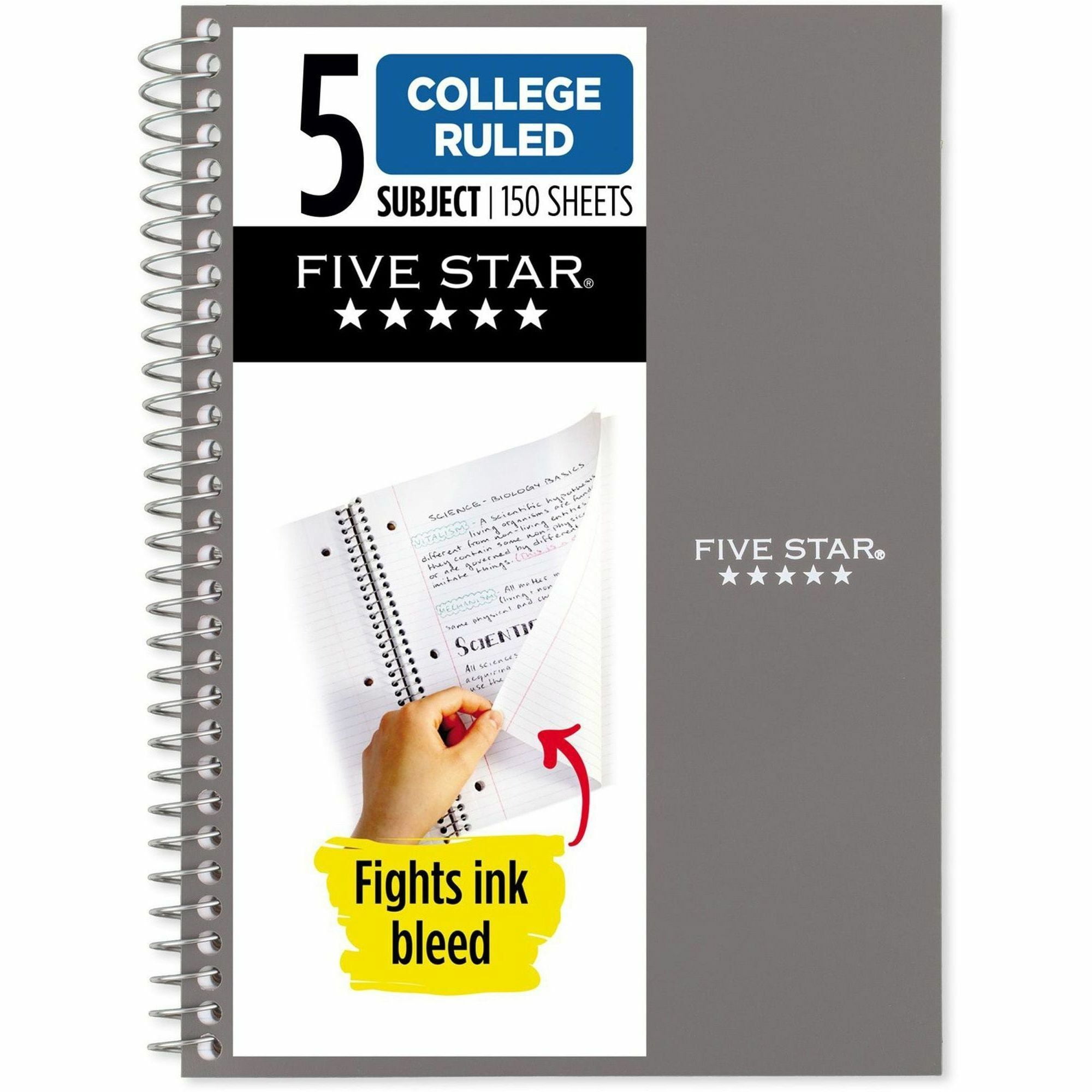 Wirebound Notebook, 5-Subject, Medium/College Rule, Randomly Assorted ...