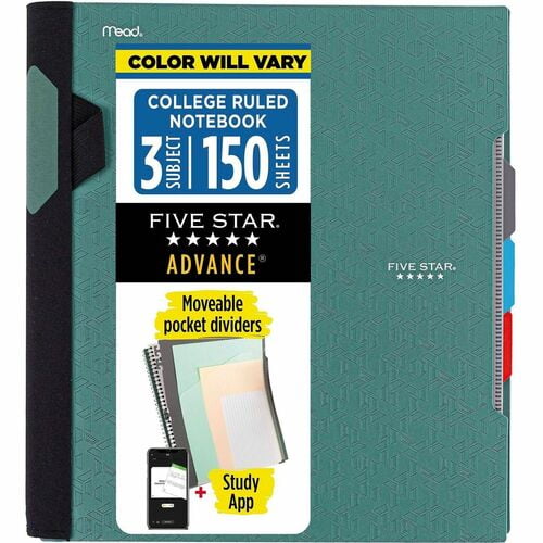 Mead College Ruled Subject Notebooks, Spiral, 11" Height x 10.1" Width, Assorted Plastic Cover (06324) | 2-Pack (2 Total)