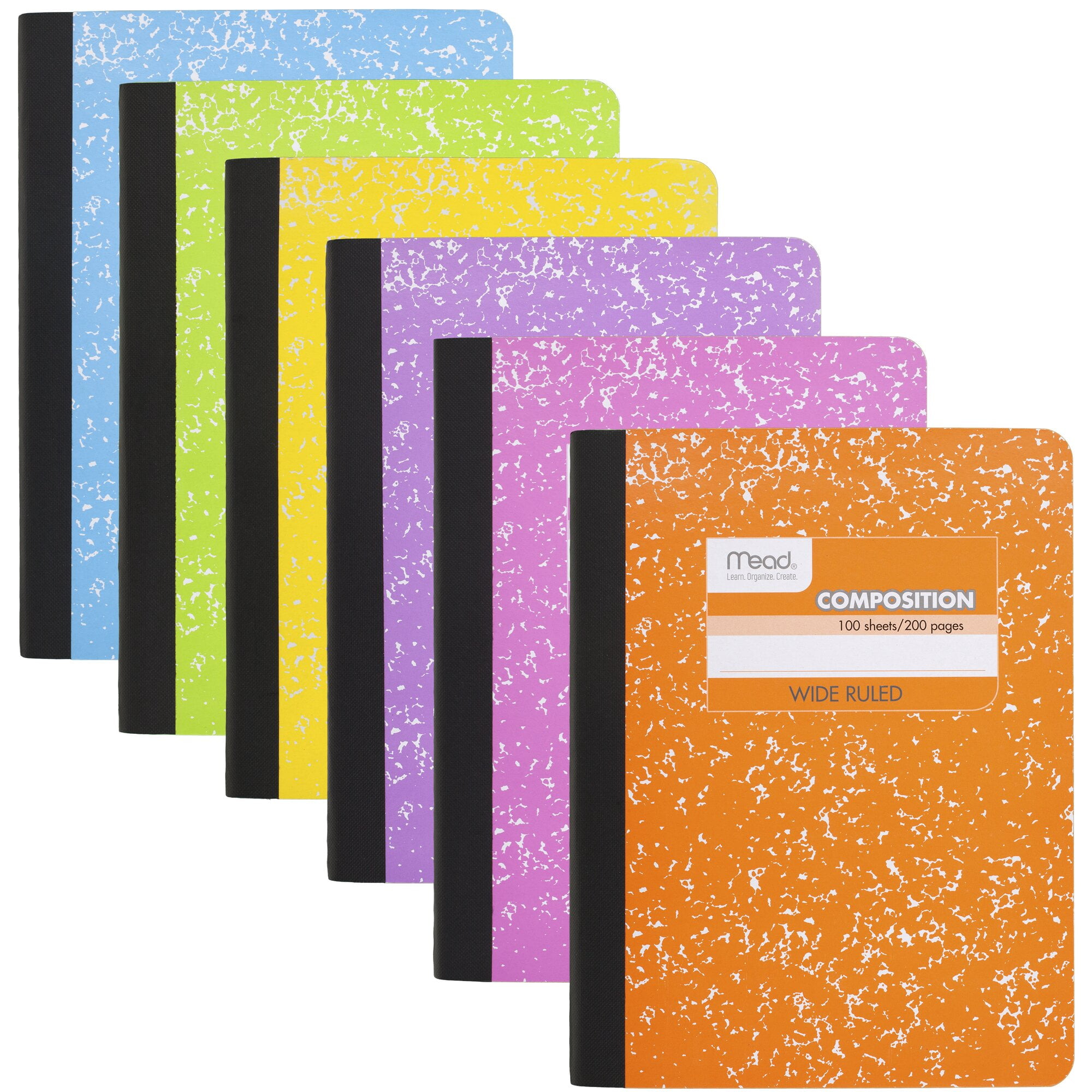 Mead Color Composition Book 6 Pack Wide Ruled 7 12 x 9 34 100 Sheets per