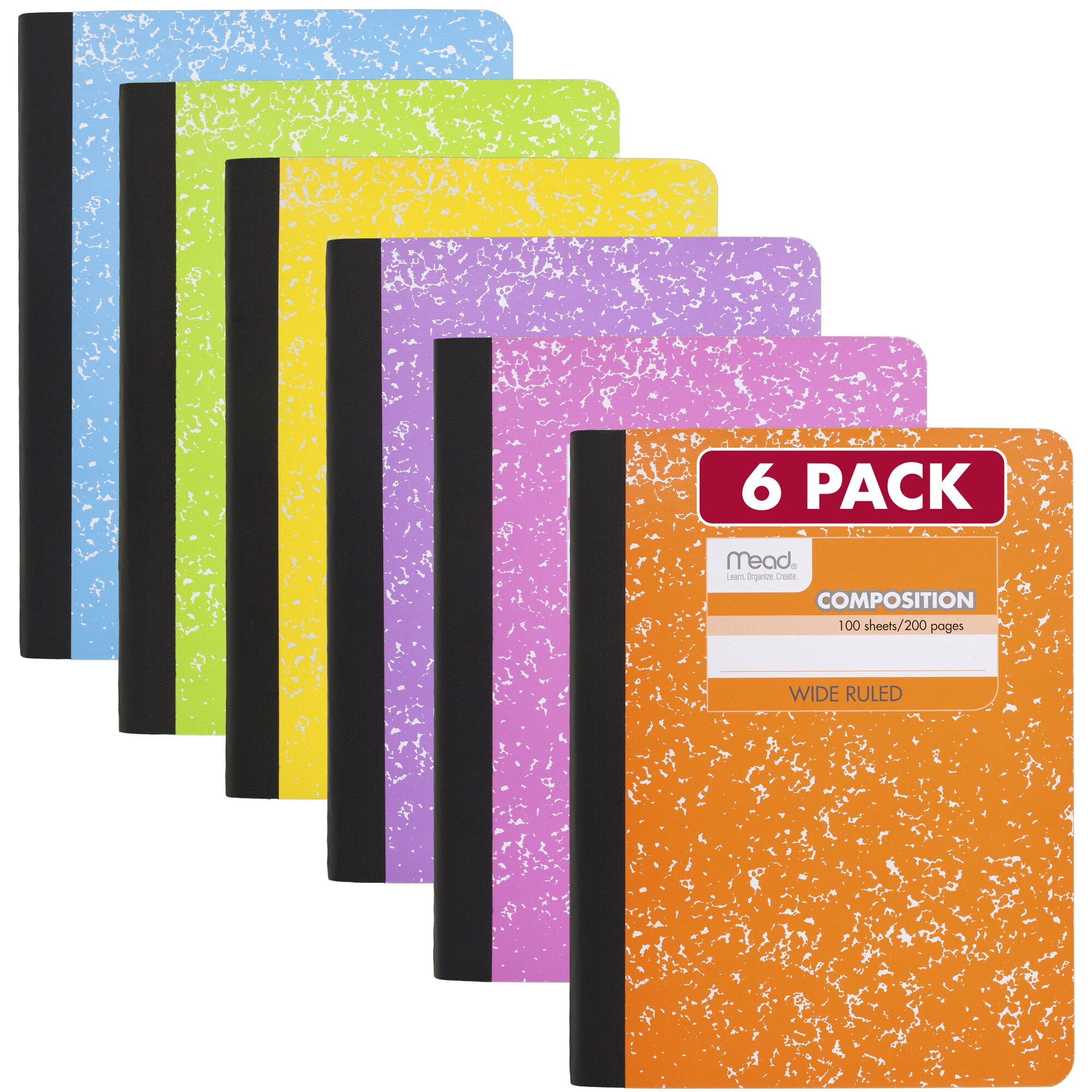 Mead Color Composition Book 6 Pack Wide Ruled 7 12 x 9 34 100 Sheets per