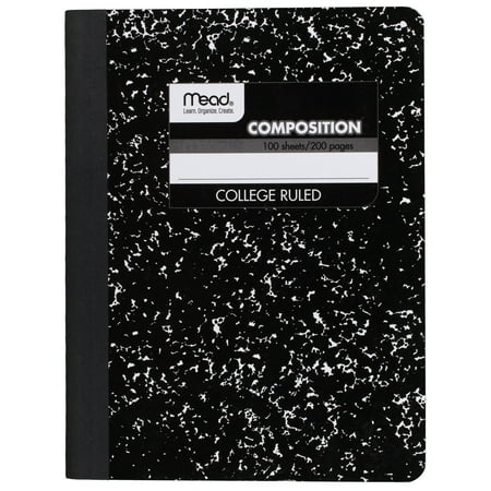 Mead 09932 Square Deal 9.75 in. x 7.5 in. Sheets Medium/College Rule Composition Book - Black Cover