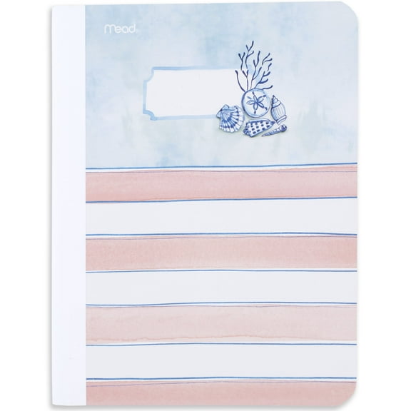 Mead Beach Vibes Composition Book, College Ruled, 80 Sheets, 7.5" x 9.75", Beach Stripes
