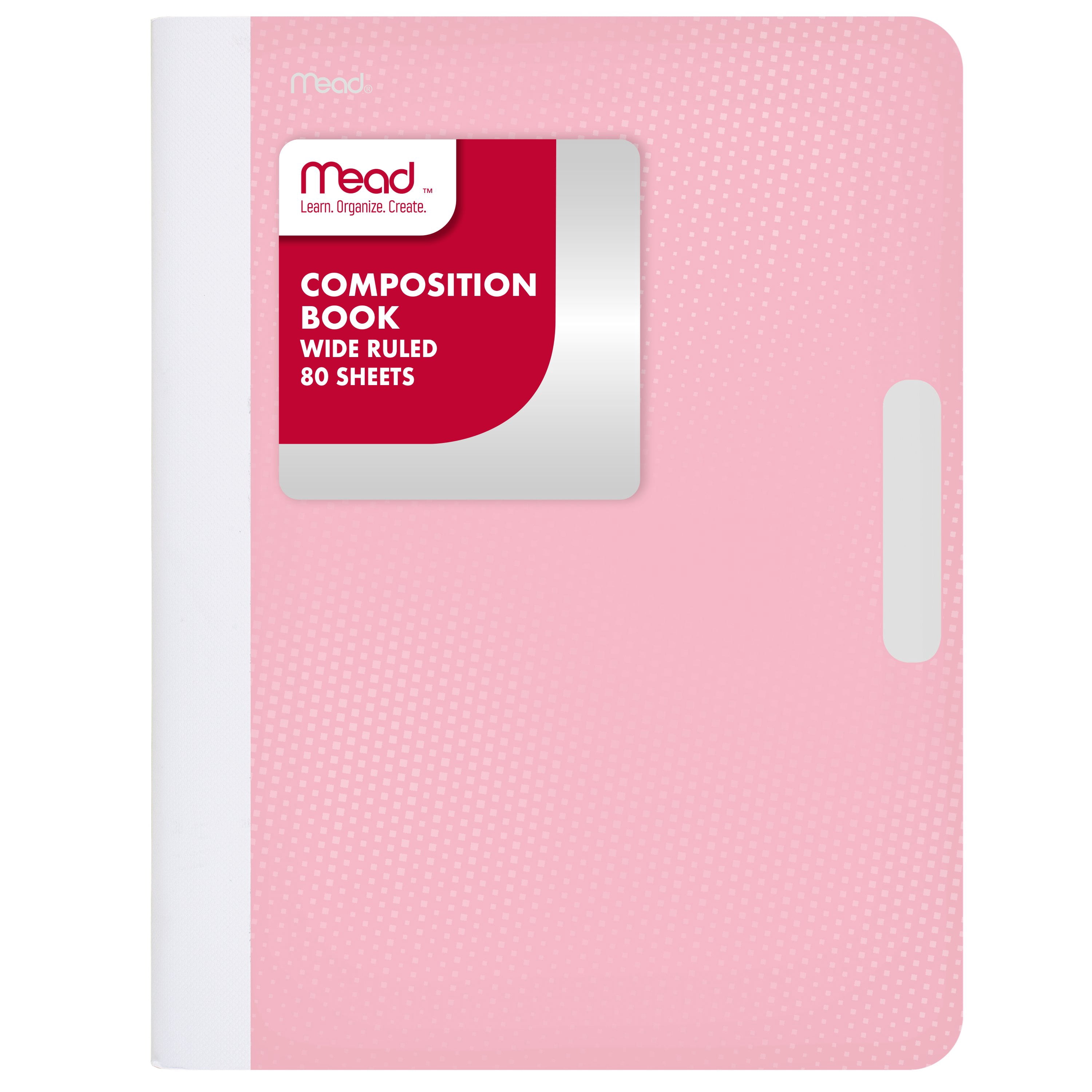 Mead Composition Book, Wide Ruled, 80 Sheets, 7.5" x 9.75", Pastel Pink