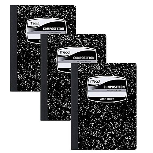 Mead Composition Notebooks, Comp Books, Wide Ruled Paper, 100 Sheets, 9