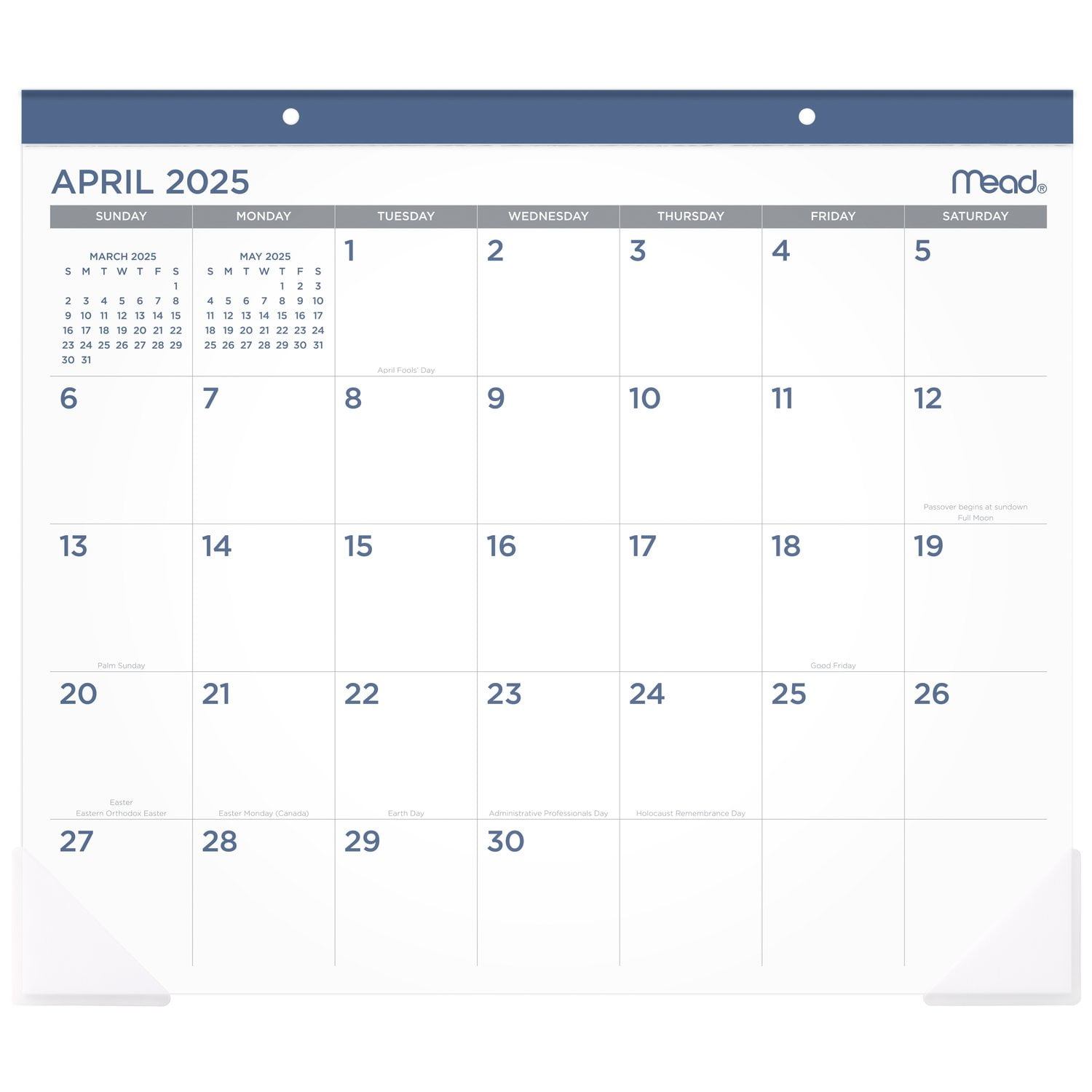 Mead Core Monthly Desk Pad Calendar Large( 21.75" x 17") Blue15 Month April 2025 - June 2026