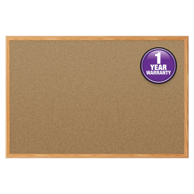 Mead Cork Bulletin Board 36 quot x 24 quot Oak Frame Walmart com