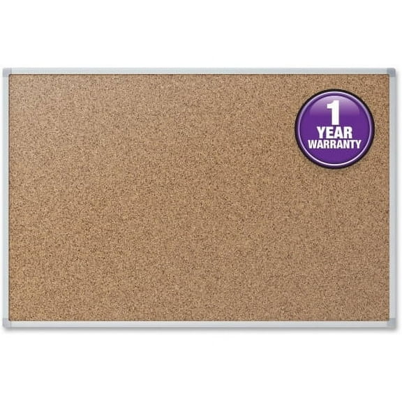 Mead Cork Bulletin Board, Silver Aluminum Frame, 4' x 3', (85362)