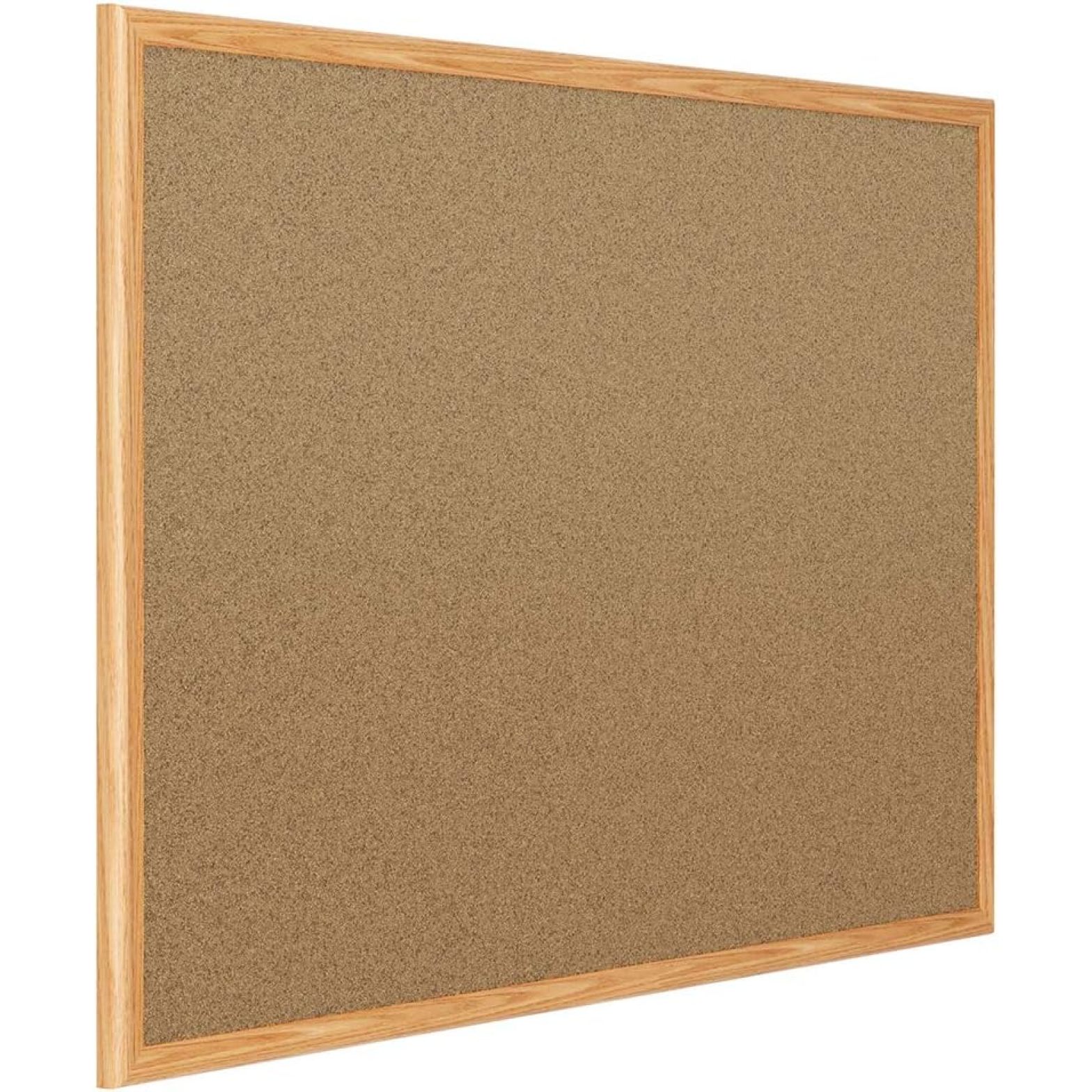 Mead Corkboard, Framed Bulletin Board, 4' x 3', Cork Board, Oak Finish
