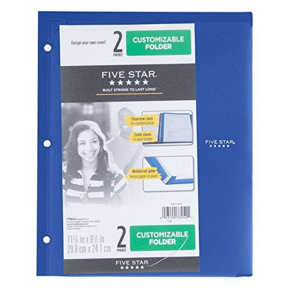 Mead Customizable Plastic Folder 2 Pocket,3 Holes Five Star/NO PRONGS