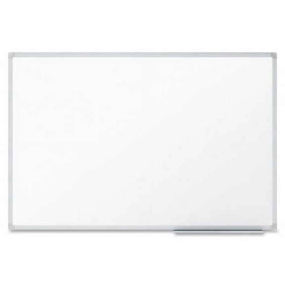 Mead Dry-erase Board with Marker Tray 96.6" (8.1 ft) Width x 48.6" (4.1 ft) Height - White Melamine Surface - Silver Aluminum Frame - Wall Mount - 1 Each