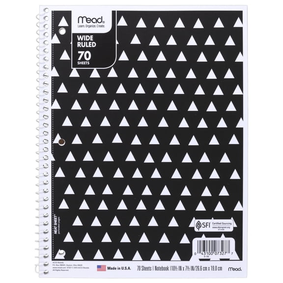 Mead? Fashion Notebook, Wide Ruled, 70 Sheets