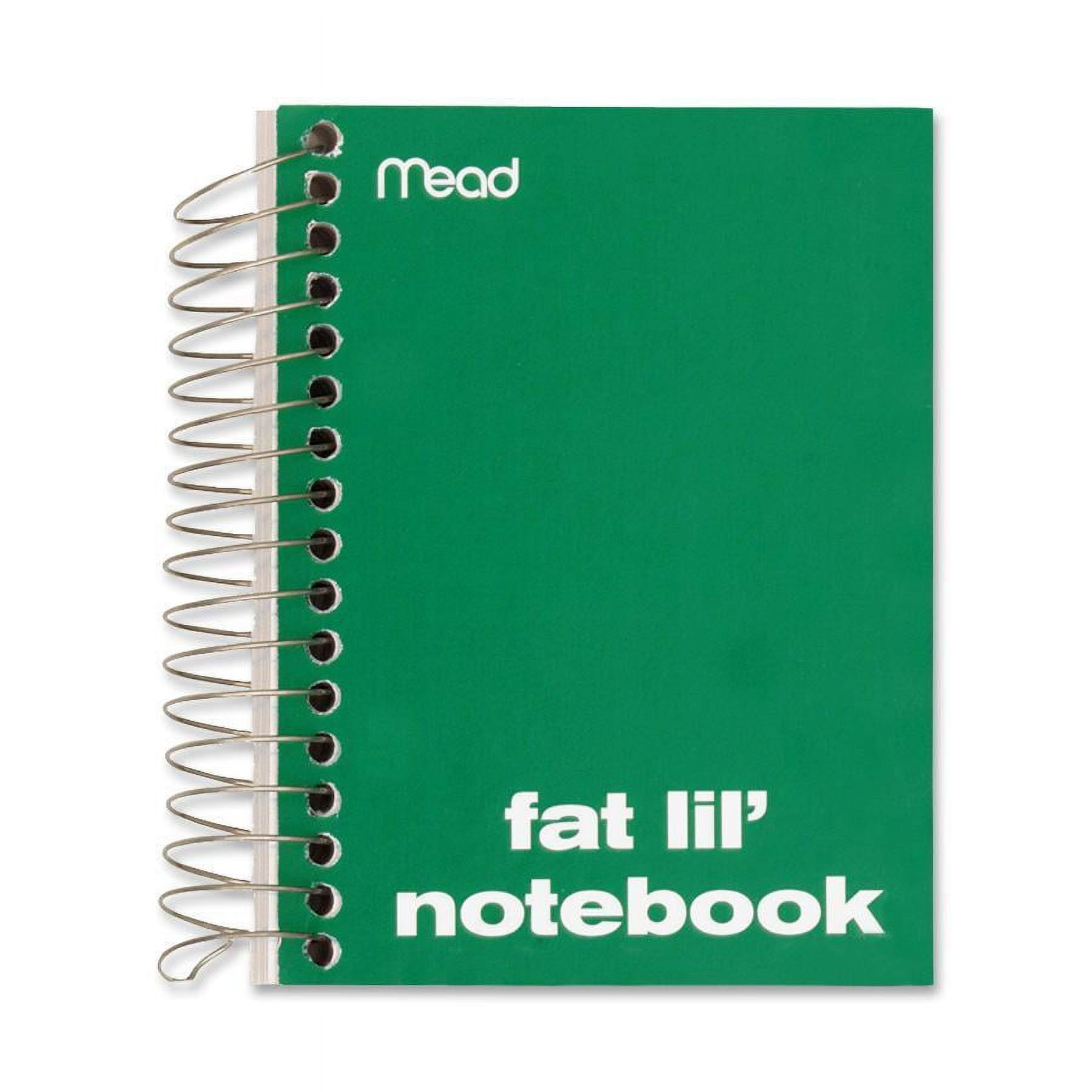 Mead Fat Lil' Notebook - 200 Sheets - Wire Bound - 4" x 5 1/2" - White Paper - Assorted Cover - Cardboard Cover - Perforated - 1 Each | Bundle of 5
