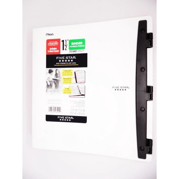 Mead Five Star 1.5" Ring +3-Hold Punch Binder 375 Sheet Capacity Colors Vary