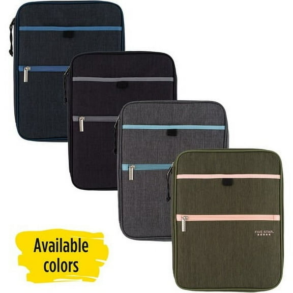 Mead Five Star Carry-All Zipper Binder - 1" Binder Capacity - 225 Sheet Capacity - 3 x Ring Fastener(s) - 4 Divider(s) - Polyester - Multi-colored - Pocket, Punched, Durable, Zi | Bundle of 10 Each