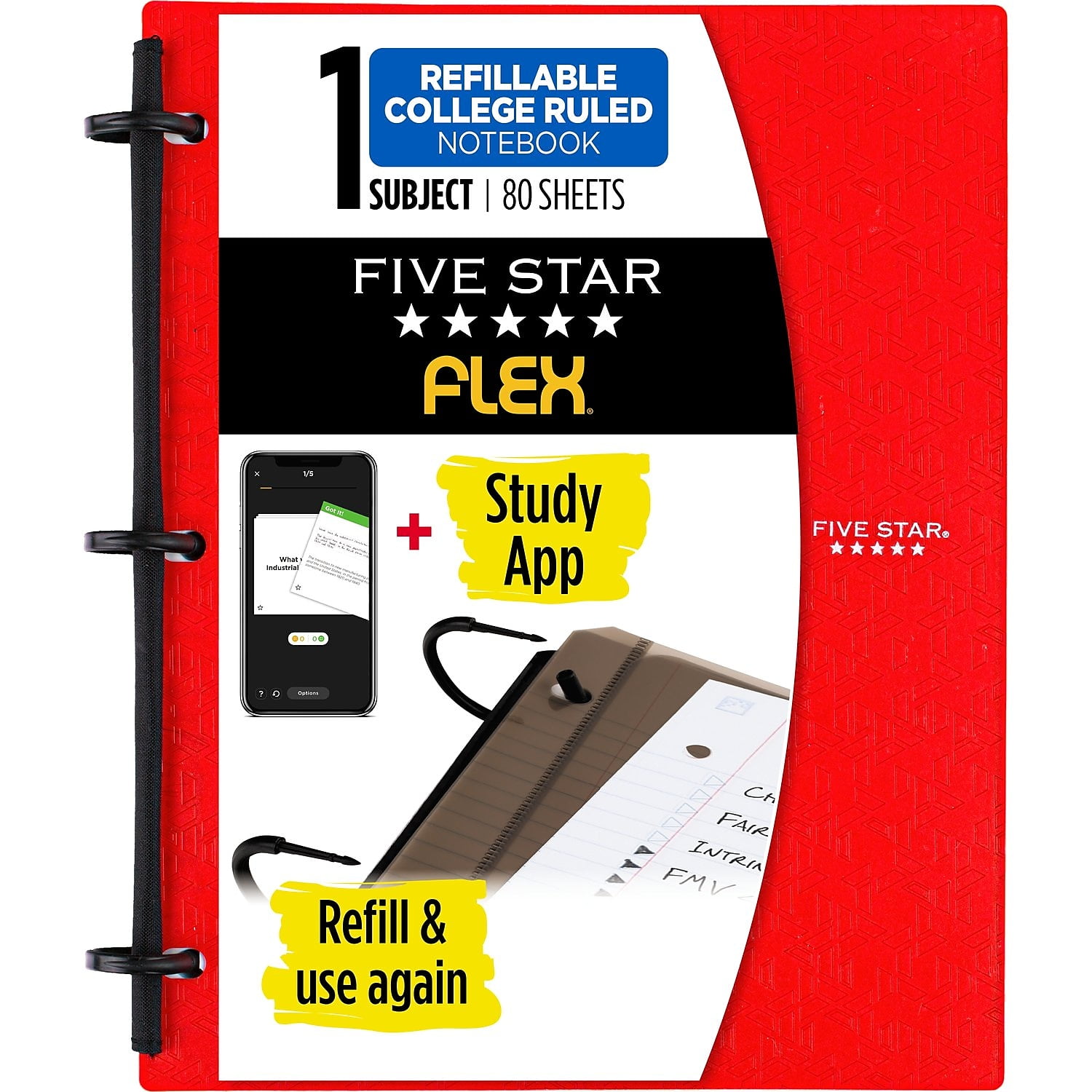 " Mead Five Star Flex 1 Subject College Ruled 08120, Color Sent is