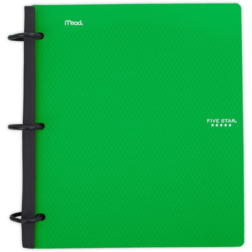 Mead Five Star 3-Ring Plastic Notebook Binder with Built-In 3-Hole Punch - Select Color (1.5) 375 Sheet Capacity - Green