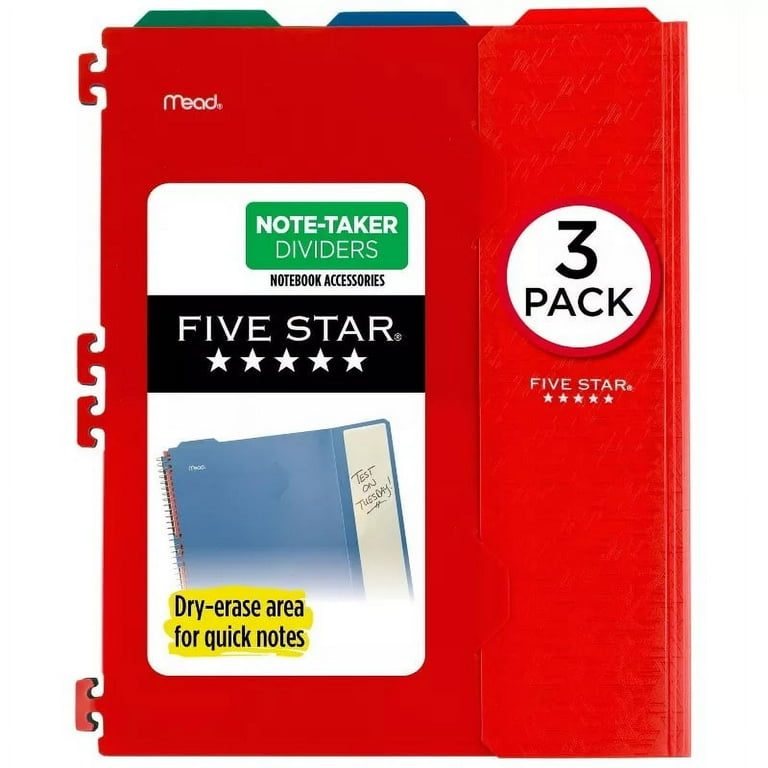 Mead Five Star Note Taker Dividers 3 Pack - Walmart.com