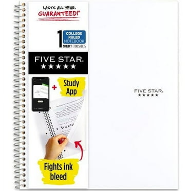 Mead Five Star Wirebound Notebook, 1 Subject, College Ruled, 11" x 8 1/2" , White - 1 Subject(s) - 100 Sheets - 100 Pages - Wire Bound - 11" x 8 1/2" - Bleed Resistant, Durable, | Bundle of 2 Each