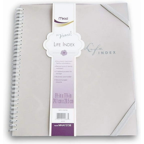 Mead For Home Life Index, 9 1/2" x 11 1/2", Gray