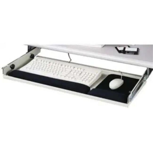 Adjustable Pearl Gray Steel Keyboard Drawer with Wrist Rest