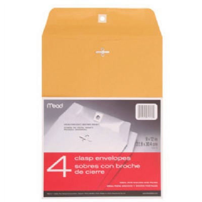 Mead Heavyweight Clasp Envelopes, 9 x 12In., 4Ct. 1 Pack