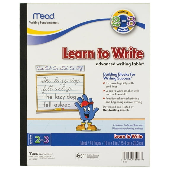 Mead Learn to Write Advanced Tablet, 10" x 8", 40 Sheets, Grades 2-3