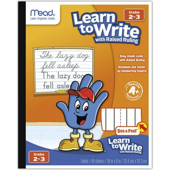 Mead Learn to Write Tablet Raised Ruling Grades 2-3 40 Sheets 10 x 8 - Early