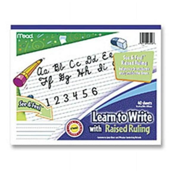Mead MEA48556 Writing Tablet- Raised Ruling- Dotted Lines- 8in.x10in.- White
