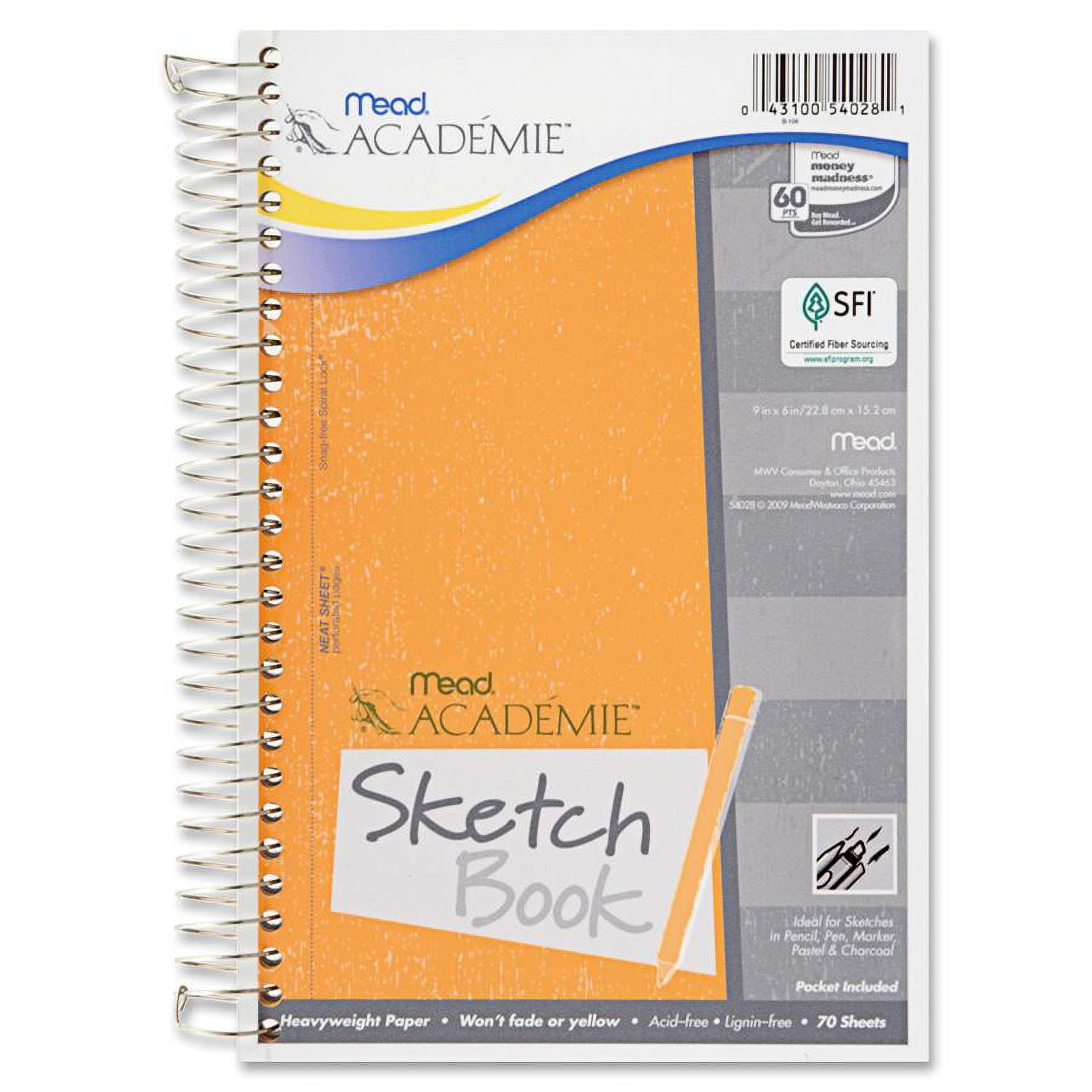 Mead, MEA54028, Academie Sketch Book, 1 Each - Walmart.com