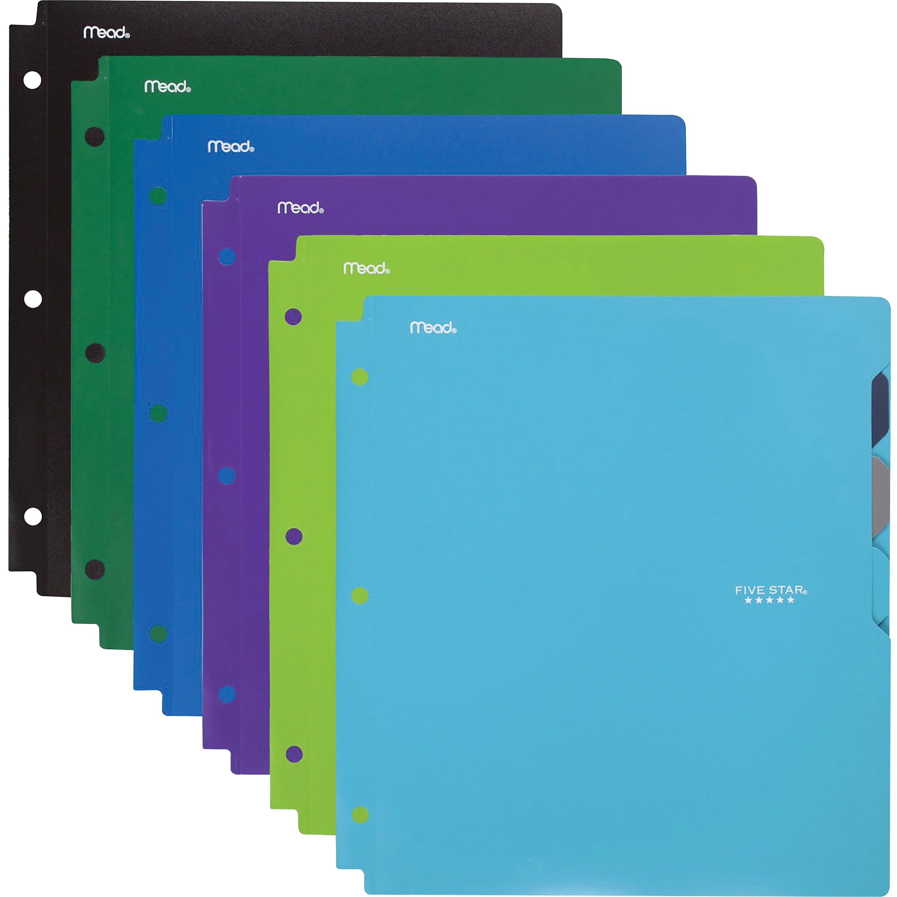 Mead, MEA73270, 4-pocket Folder, 6 / Pack, Assorted