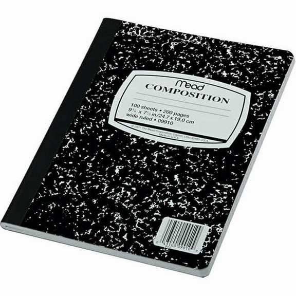 Mead Marble Five Star Composition Book - Black - 100 Sheets