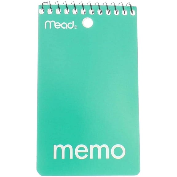 Mead Memo Book Medium/College Rule 3 x 5 In White 60 Sheets, Assorted, 1 Ea..