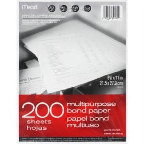 Mead Multipurpose Paper, White, 8.5" x 11", 200 Sheets (39002)
