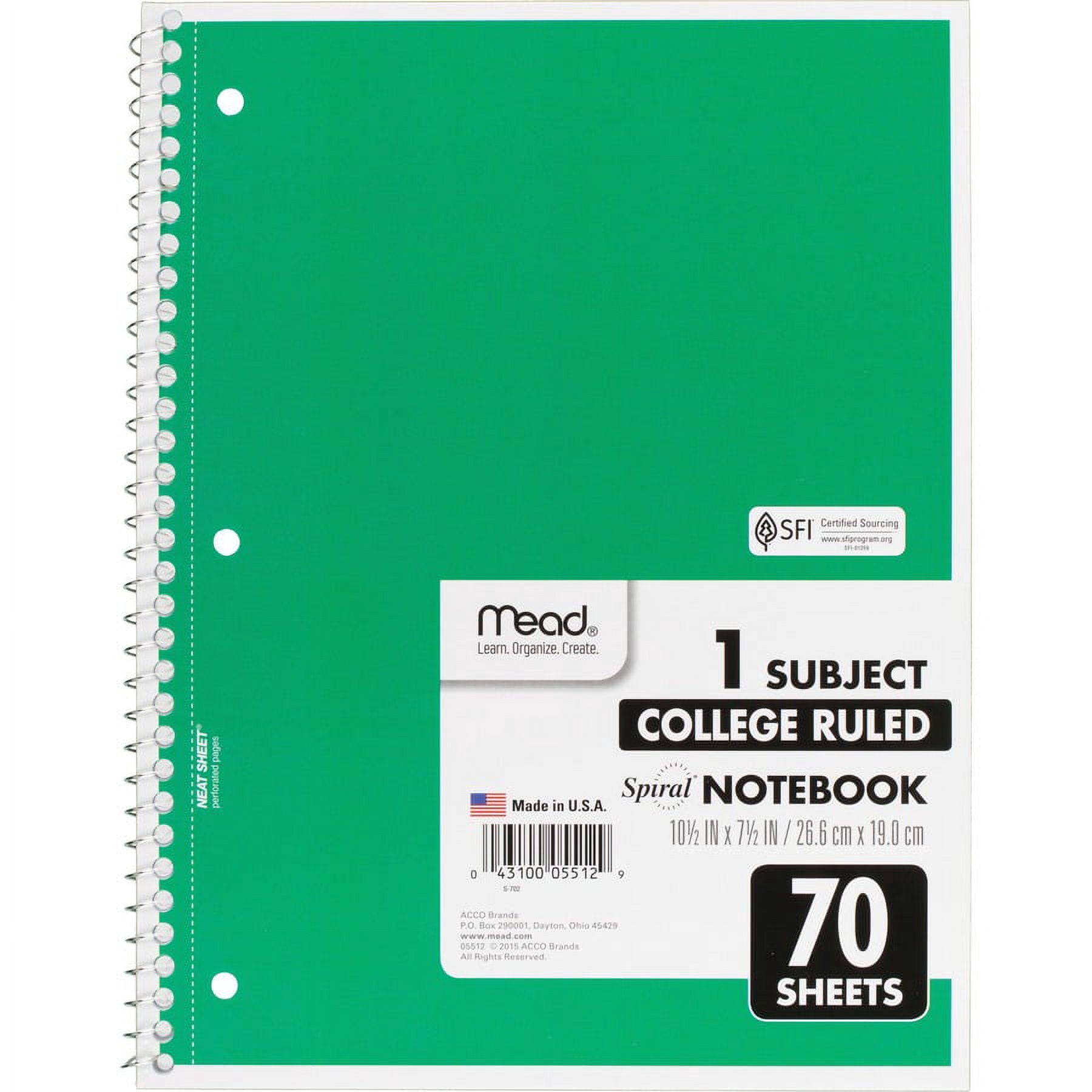 Mead One-subject Spiral Notebook - 70 Sheets - Spiral - 8" x 10 1/2" - White Paper - Tan Cover - Board Cover - Heavyweight, Punched - 12 / Bundle | Bundle of 2 Bundles