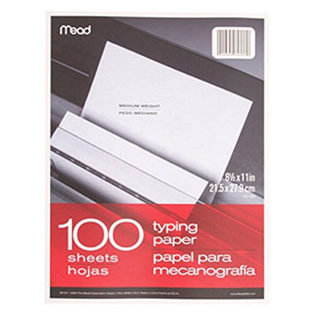 Mead Paper Multi-Purpose Typing Paper, 8-1/2 x 11, White (39100), 100  Sheets 