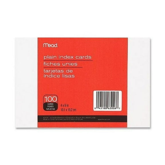 Mead Plain Index Cards White 4" x 6"