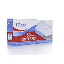 Mead Plain White Self-Seal Business #10 Envelopes, 50 pack
