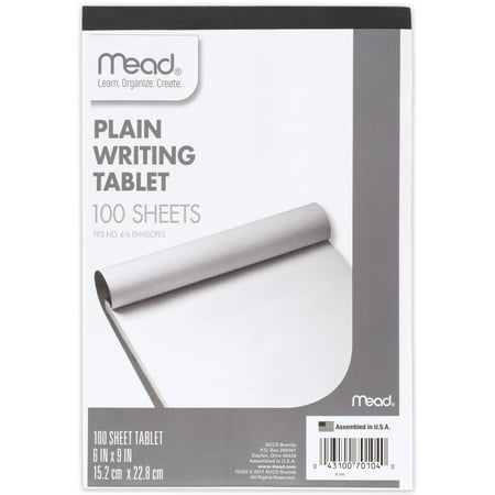 Mead Plain Writing Tablet, 6" x 9"